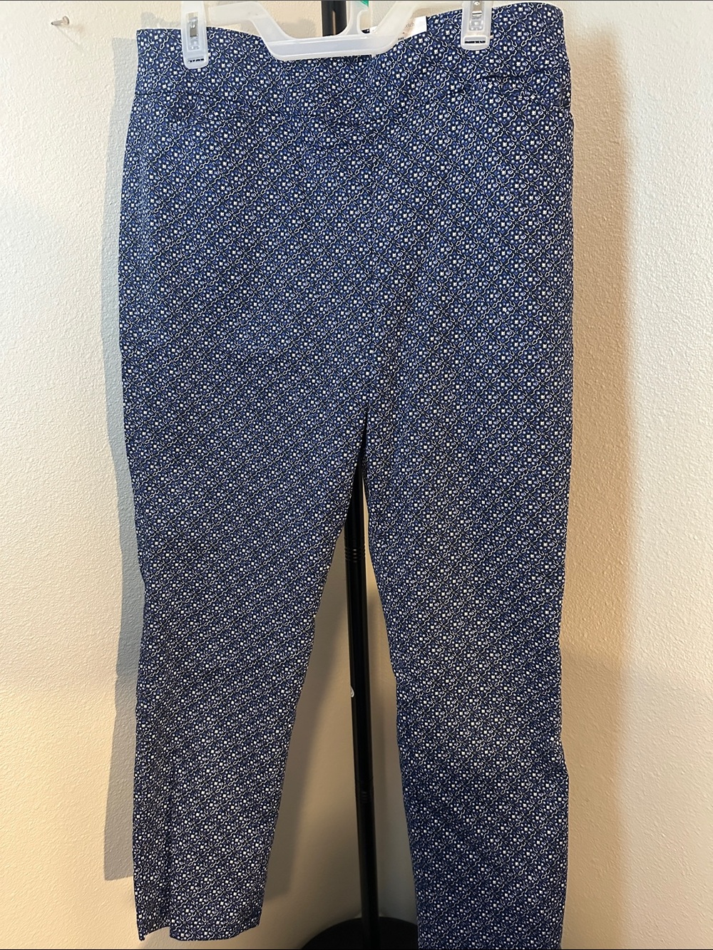 croft & barrow Navy Microprint Ankle Pants size 14 short